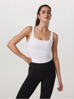 Vuori all the form white Scoop Neck Support Crop Tank Top sports bra